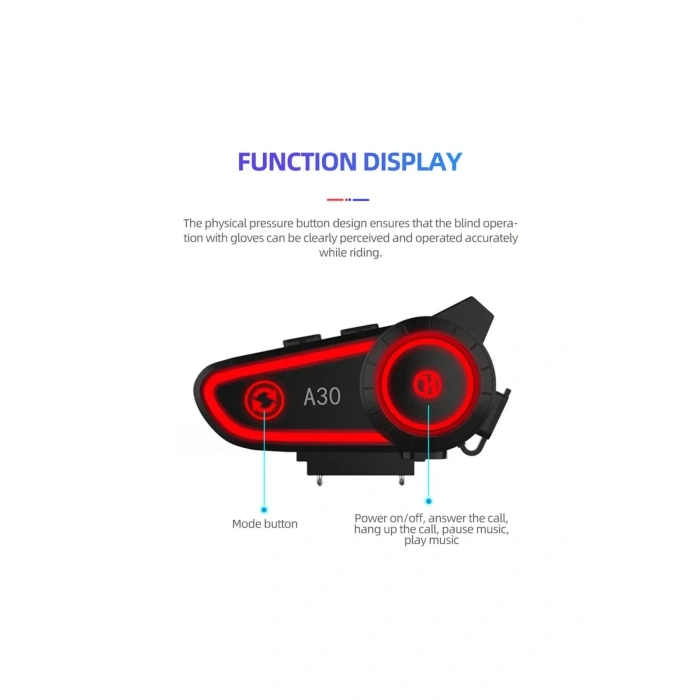 A30 Motosiklet Kask Kulaklık Intercom Işıklı Motorsiklet Interkom