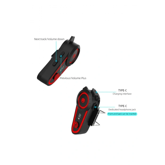 A30 Motosiklet Kask Kulaklık Intercom Işıklı Motorsiklet Interkom
