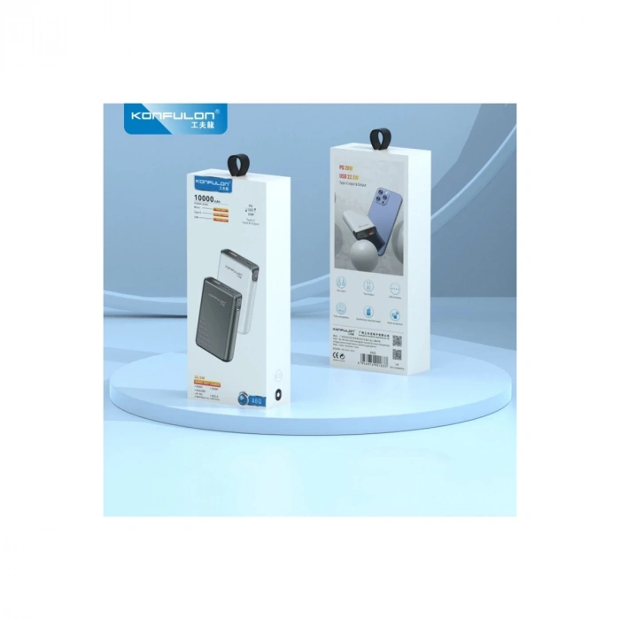 A6Q 22.5w Usb 3.0 Ve 20w Type-c Çıkışlı 10.000 Mah Pd Powerbank - Siyah