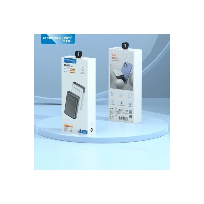 A6Q 22.5w Usb 3.0 Ve 20w Type-c Çıkışlı 10.000 Mah Pd Powerbank - Siyah