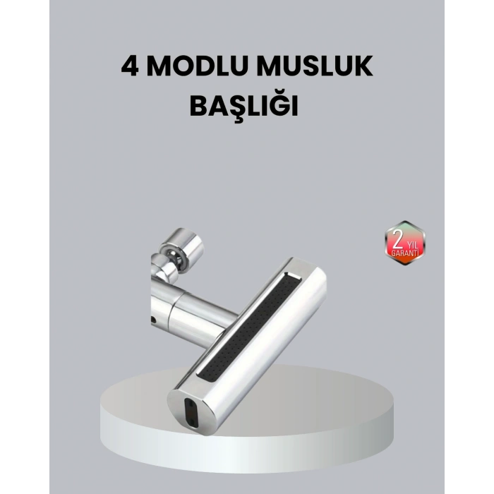 Abs Pirinç Alaşımlı Musluk Başlığı 4 Modlu 360° Dönebilen Ve Ekonomik