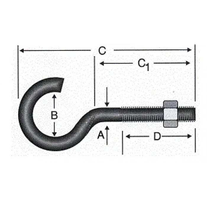 Açık Metrik Kanca M4 - 100 Adet