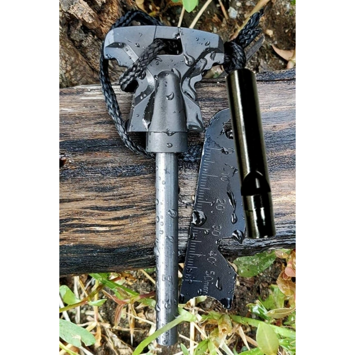 Acil Durum Magnezyum Çubuk Çakmaktaşı Hayatta Kalma Ateş Başlatıcı Çakmak Kiti Düdük Hediyeli