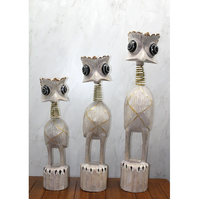 Ahşap 3lü Deve Kuşu Seti 90 Cm