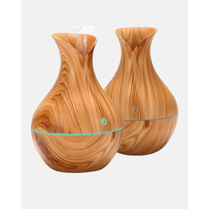 Ahşap Desenli Aromaterapi Difüzör 130 Ml Ultrasonik Ve 7 Renk Led Işıklı
