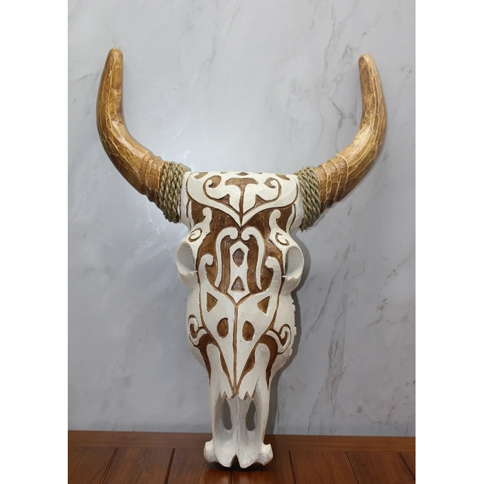 Ahşap Duvara Asmalı Bufalo Kafası
