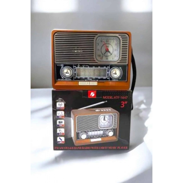 Ahşap Görünümlü Retro Bluetooth Radyo Usb,aux Ve Sd Kart Girişli