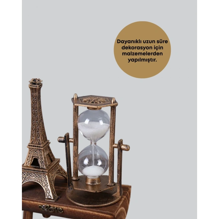 Ahşap Gövdeli Dekoratif Kum Saati – Masa Üstü El Sanatı Aksesuarı