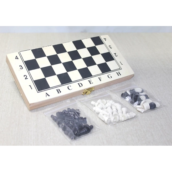 Ahşap Kutulu Satranç Ve Tavla Seti Alk4026