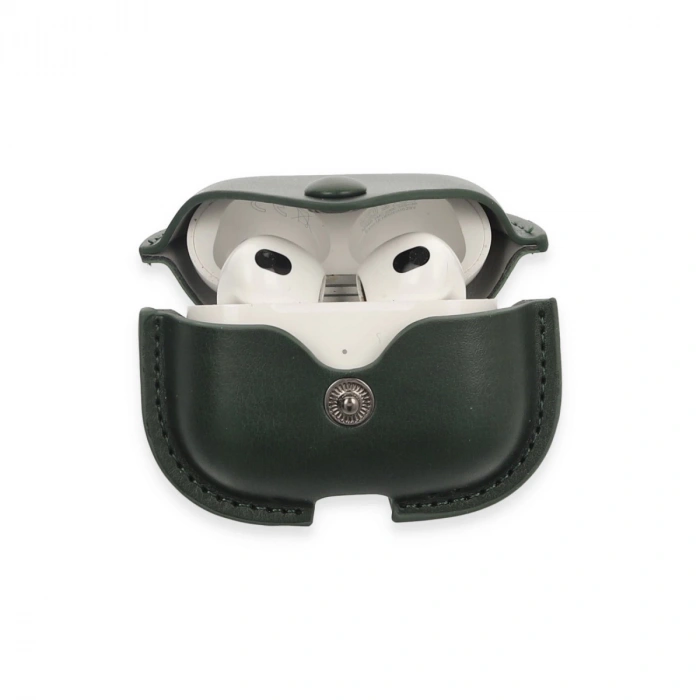 Airpods 3 (3.nesil) Çanta Deri Kılıf - Haki Yeşil