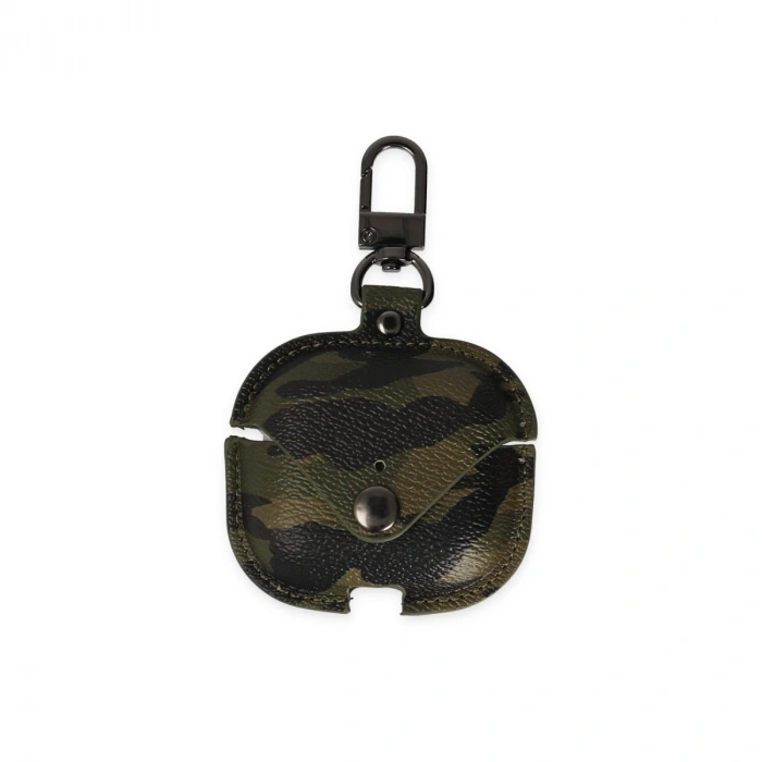 Airpods Pro 2 (2.nesil) Çanta Kamuflaj Deri Kılıf - Haki Yeşil