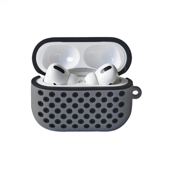 Airpods Pro 2 (2.nesil) Spor Delikli Kılıf - Gri-siyah