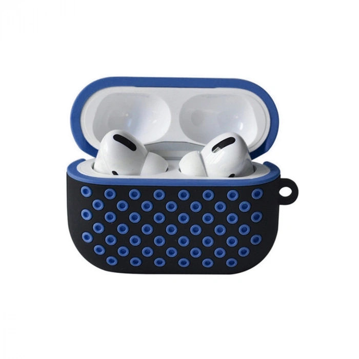 Airpods Pro 2 (2.nesil) Spor Delikli Kılıf - Siyah-mavi