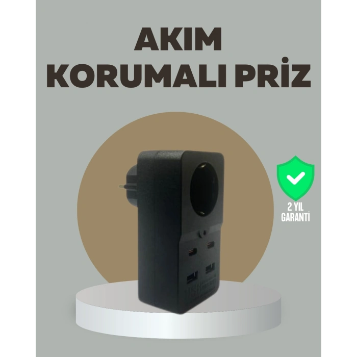 Akıllı Akım Dengelemeli Priz 2500w 4 Usb Type C Çıkışlı