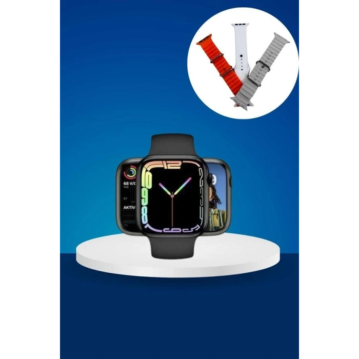 Akıllı Saat Arama Görüşme Bildirim Görme Uyku Ve Sağlık Takibi Nabız Ölçer 3 Kordon Hediyeli