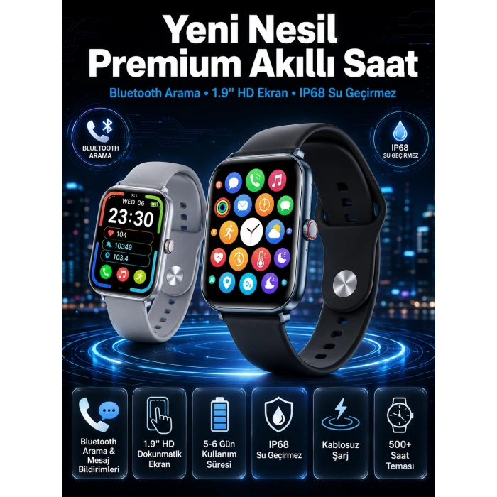 Akıllı Saat Nabız Ölçebilen Adımsayar Kalori Hesaplama Tema Değiştirme Gps Uyumlu Yeni Nesil