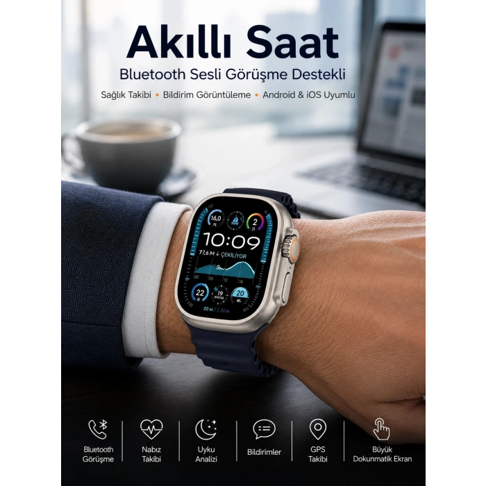 Akıllı Saat Sesli Görüşme Titreşimli Gps Bağlantısı Müzik Dinleme Sosyal Medya Bildirimleri Yeni Nesil