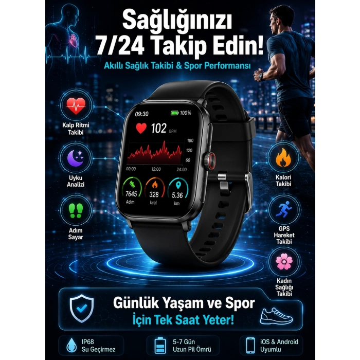 Akıllı Saat Wireless Şarj Yüksek Çözünürlüklü Müzik Dinleme Sesli Cevaplama Yeni Nesil