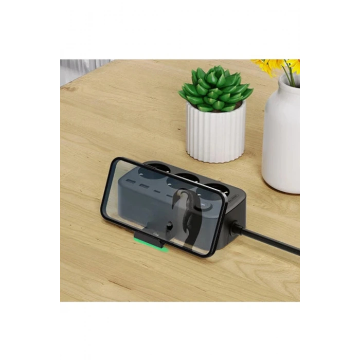 Akım Korumalı Priz 2 Usb + 2 Type-c Girişli 2 Metre Kablosu Anahtarlı Ve Duvara Monte Edilebilir