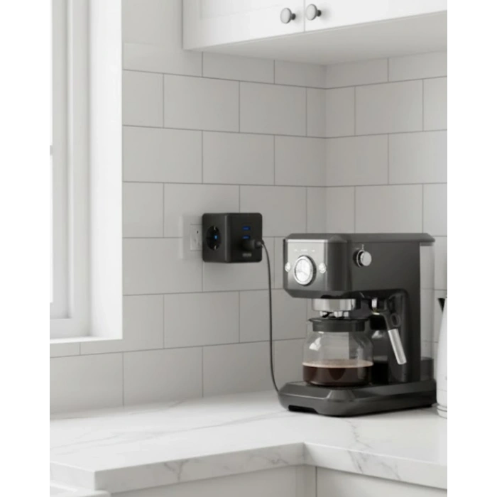 Akım Ve Voltaj Korumalı Küp Priz 3 Usb Destekli