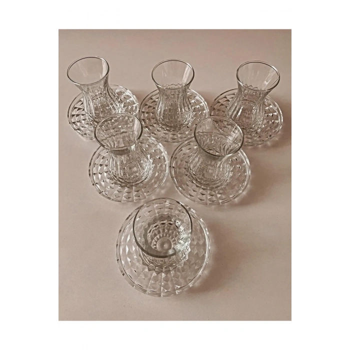 Alin Adela 6lı Cam Çay Tabağı Çay Tabak Altlığı (599)