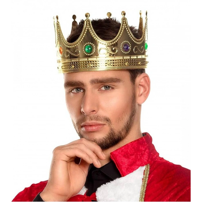 Altın Renk Yetişkin Çocuk Uyumlu Kral Tacı 60 Cm