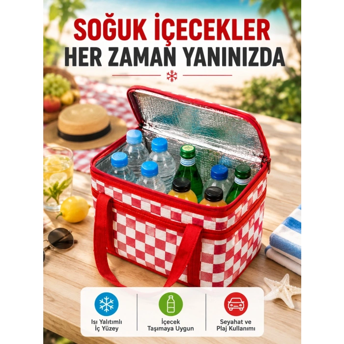 Alüminyum Folyo İç Yüzeyli Termos Çanta Kamp Plaj Market Ve Piknik Çantası