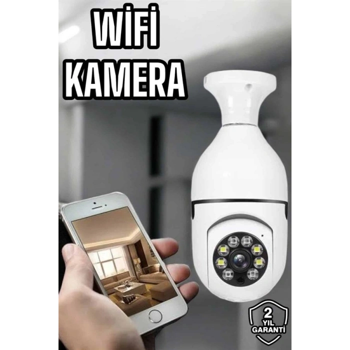 Ampul Görünümlü Güvenlik Kamerası Duylu Wifi Kamerası Dönebilen