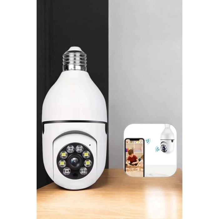 Ampul Görünümlü Güvenlik Kamerası Duylu Wifi Kamerası Dönebilen