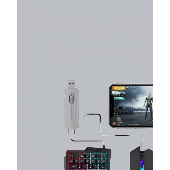 Android Uyumlu Mobil Oyun Kiti 5in1 Klavye Mouse Dönüştürücü Gecikmesiz Fps Set