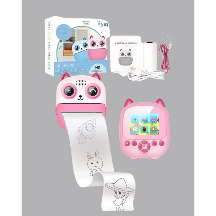 Anında Baskı Yapabilen Çocuk Fotoğraf Makinesi Hafıza Kart Destekli
