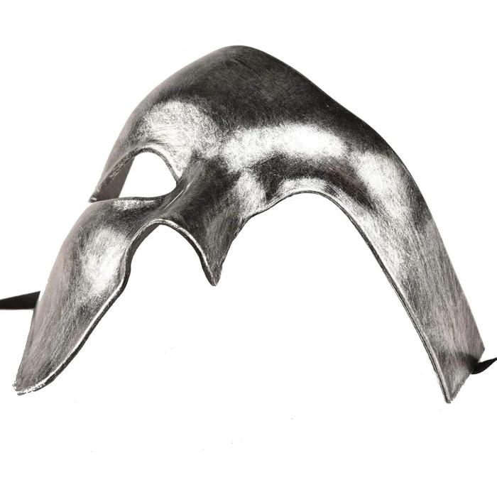 Antik Eskitme Gümüş Erkek Yarım Maske - Phantom Parti  Balo Maskesi