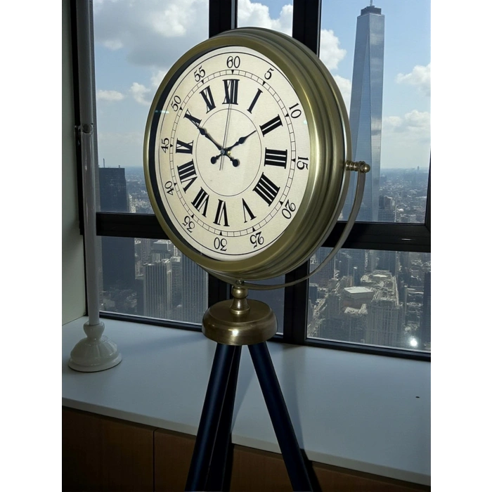 Antik Görünümlü Eskitme Tripod Ayaklı Saat