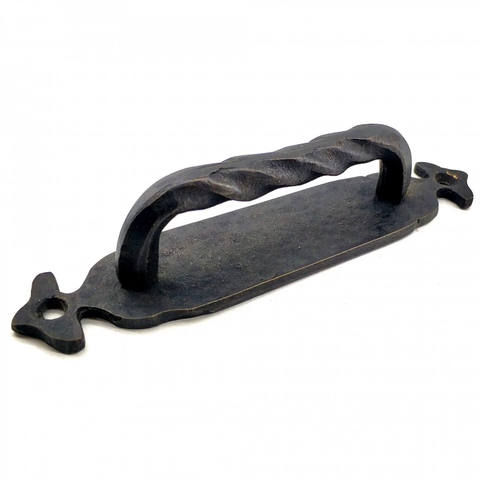 Antika Tarz Dekoratif Pirinç Burgulu Çekme Kol - 148x33 Mm, Oksit