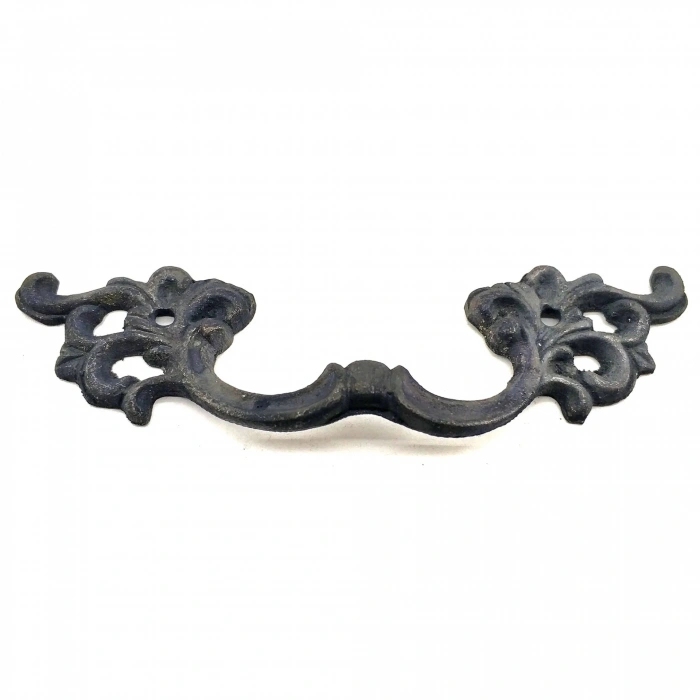 Antika Tarz Dekoratif Pirinç Çiçek Kapı Kulbu - 44x148 Mm, Oksit