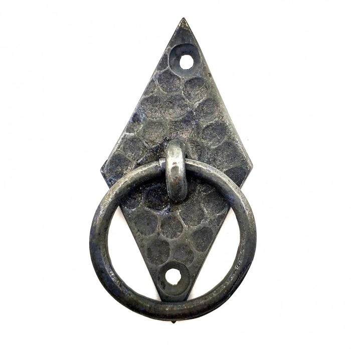 Antika Tarz Dekoratif Pirinç Dik Baklava Halka , Mobilya Kulbu - 82x41 Mm, Oksit