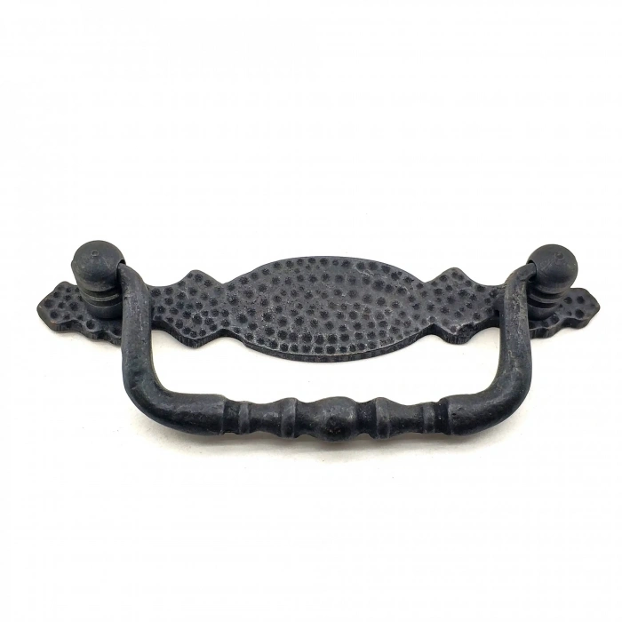 Antika Tarz Dekoratif Pirinç Dövme Sallantı Kapı Kulbu - 43x118 Mm, Oksit