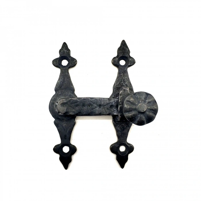 Antika Tarz Dekoratif Pirinç Kapı, Pencere Mandalı - 82x65 Mm, Oksit