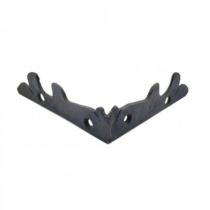 Antika Tarz Dekoratif Pirinç Lale Köşe Gönye - Yan, 105x105 Mm, Oksit