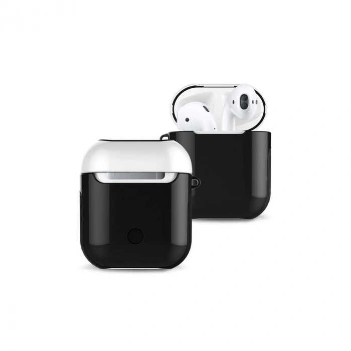 Apple Airpods 2 (2.nesil) 3in1 Kılıf - Siyah-beyaz
