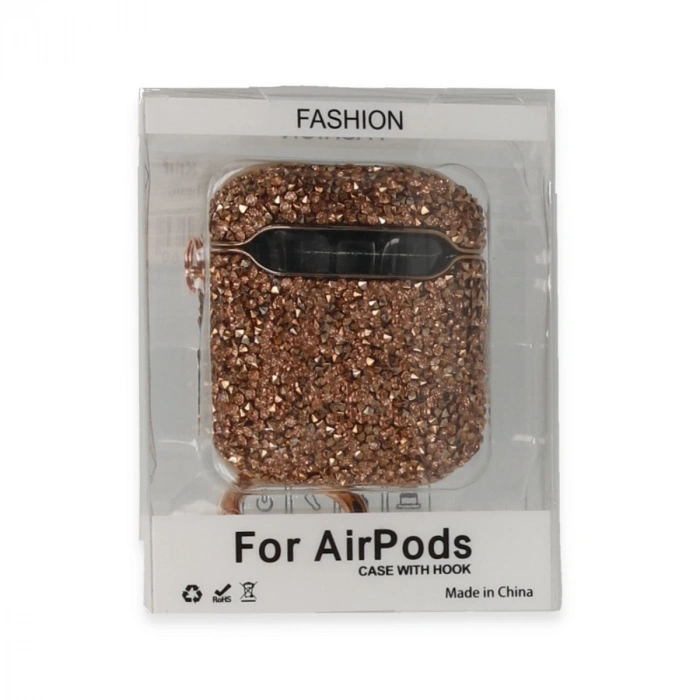 Apple Airpods 2 (2.nesil) Mira Taşlı Kılıf - Rose Gold