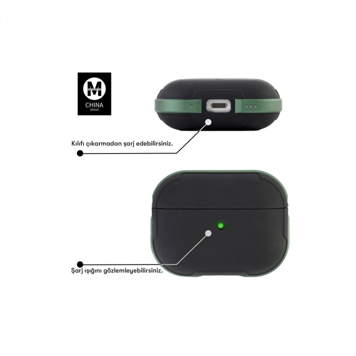 Apple Airpods 3 (3.nesil) Mo-a8 Armor Kılıf - Koyu Yeşil