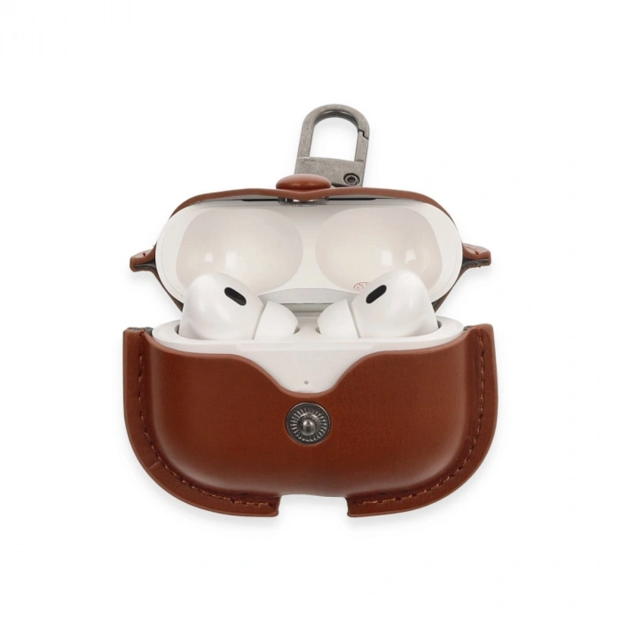 Apple Airpods Pro 2 (2.nesil) Çanta Deri Kılıf - Taba