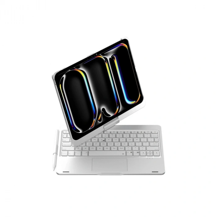 Apple İpad Pro 11 (2024) F11 Ats Kılıf Magic Dönen Klavyeli Tablet Kılıf - Gümüş