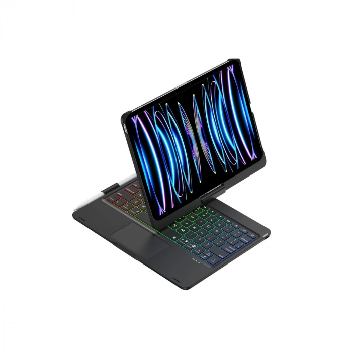 Apple İpad Pro 11 (2024) F11 Ats Kılıf Magic Dönen Klavyeli Tablet Kılıf - Siyah