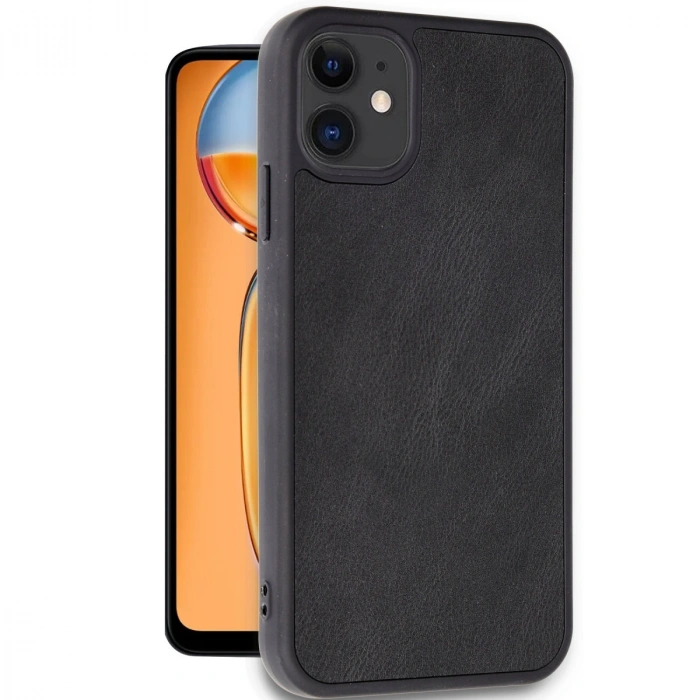 Apple İphone 11 Kılıf Aras Deri Kapak - Siyah