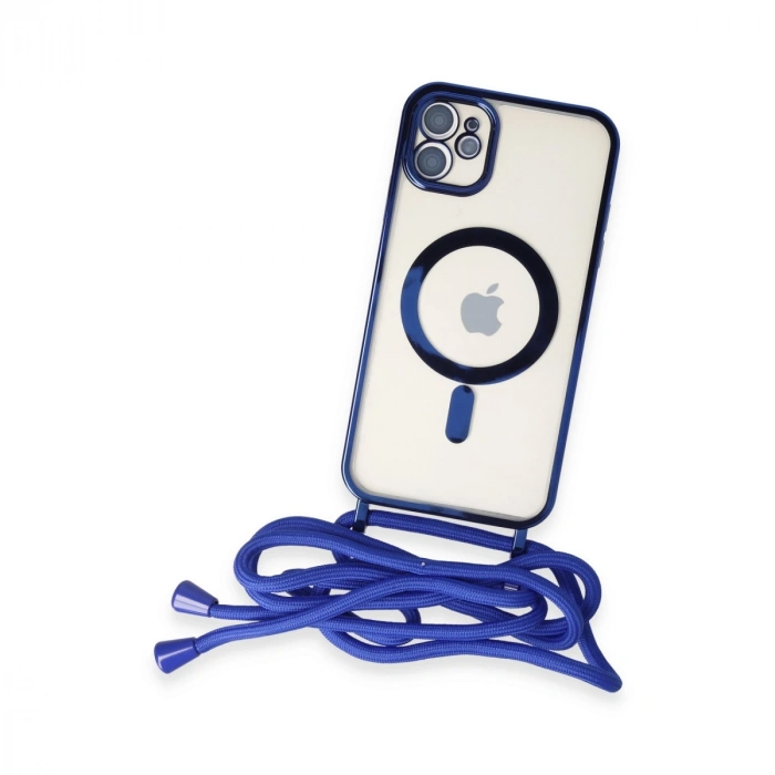 Apple İphone 11 Kılıf Divo Lazer Askılı Magsafe Kapak - Mavi