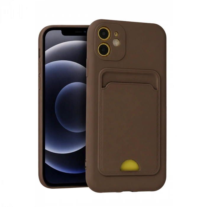 Apple İphone 11 Kılıf Kelvin Kartvizitli Silikon - Kahverengi