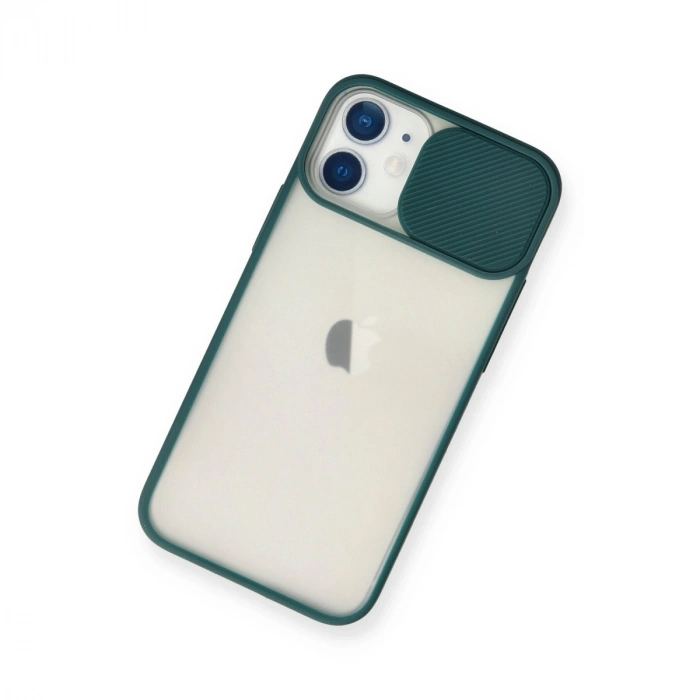 Apple İphone 11 Kılıf Palm Buzlu Kamera Sürgülü Silikon - Yeşil