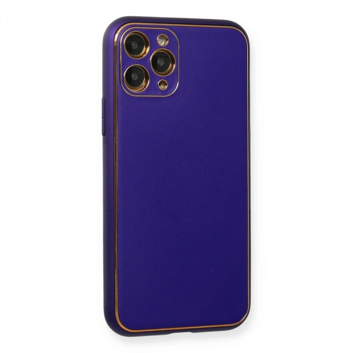 Apple İphone 11 Pro Kılıf Coco Deri Silikon Kapak - Mor